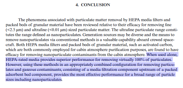 skuteczność filtra HEPA badanie NASA