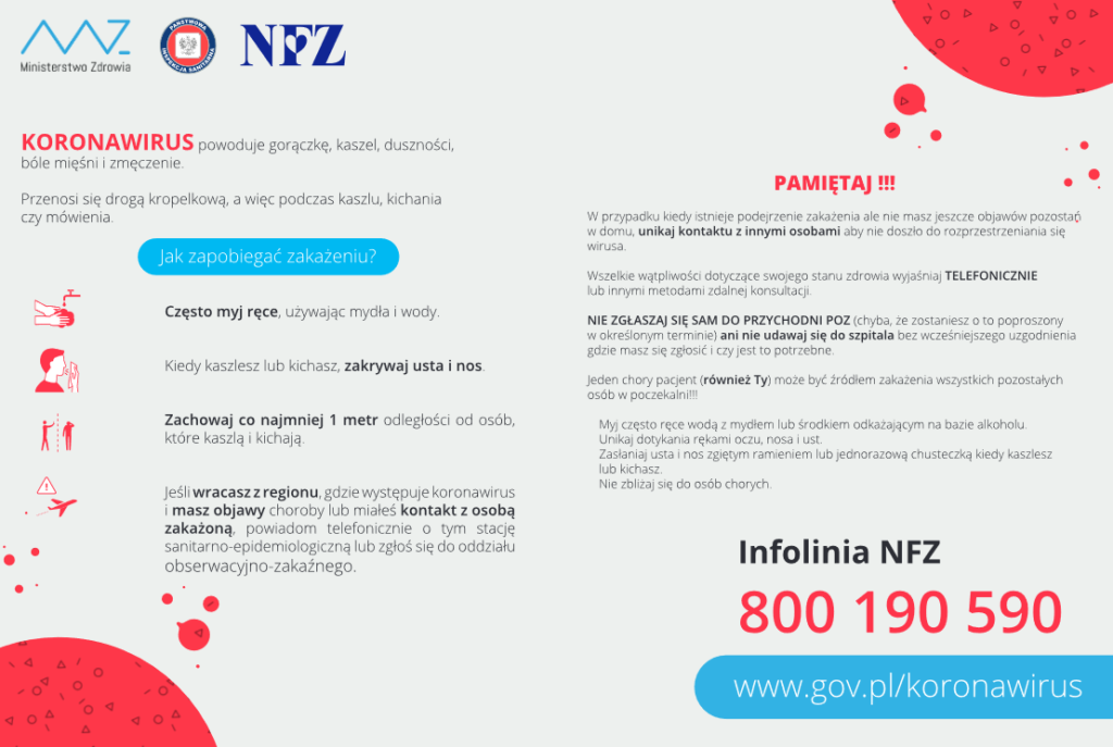 Zalecenia NFZ koronawirus