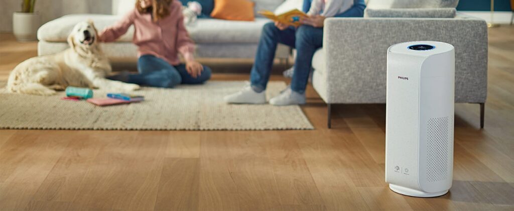 Oczyszczacz powietrza Philips Dual Scan 3055/50 w salonie