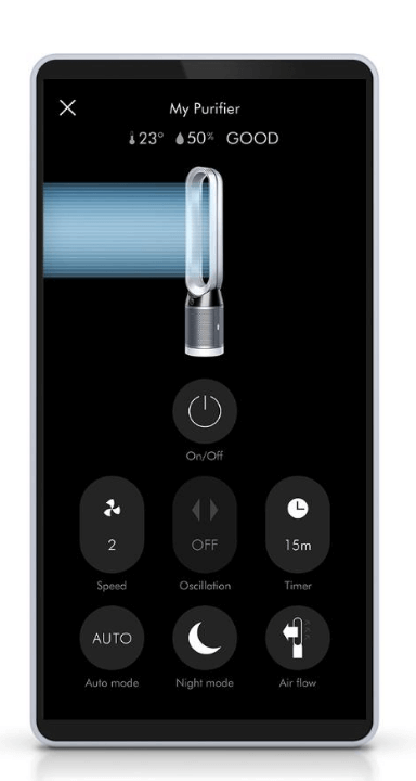 aplikacja do oczyszczaczy dyson