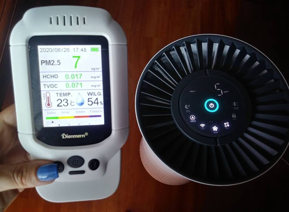 test oczyszczacza powietrza vestfrost z czujnikiem pyłów pm2.5 wybierzpczyszczacz.pl