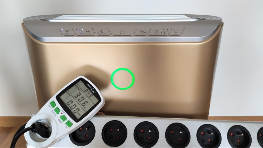 oczyszczacz powietrza Klarta Stor 2 - test poboru prądu w 5 prędkości