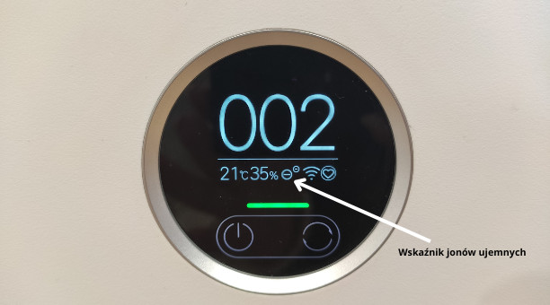 Symbol jonizacji na wyświetlaczu Xiaomi Air Purifier 4