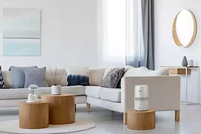 Ewaporacyjny nawilżacz powietrza Klarta Humea Wifi w pokoju dziecka Philips HU2510/10 w salonie