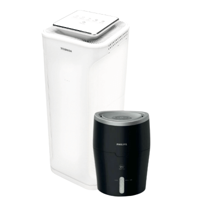 Oczyszczacz Toshiba i nawilżacz Philips