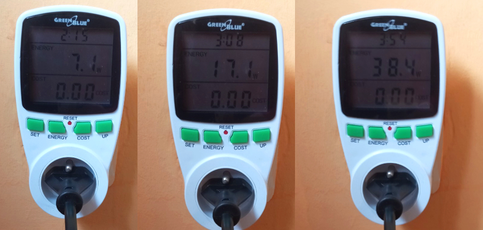 Test poboru prądu oczyszczacza Sasmung AX32